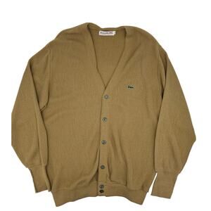 Izod x Lacoste Mens Vintage 60s Knit Logo Grandpa Sweater Cardigan Size Large